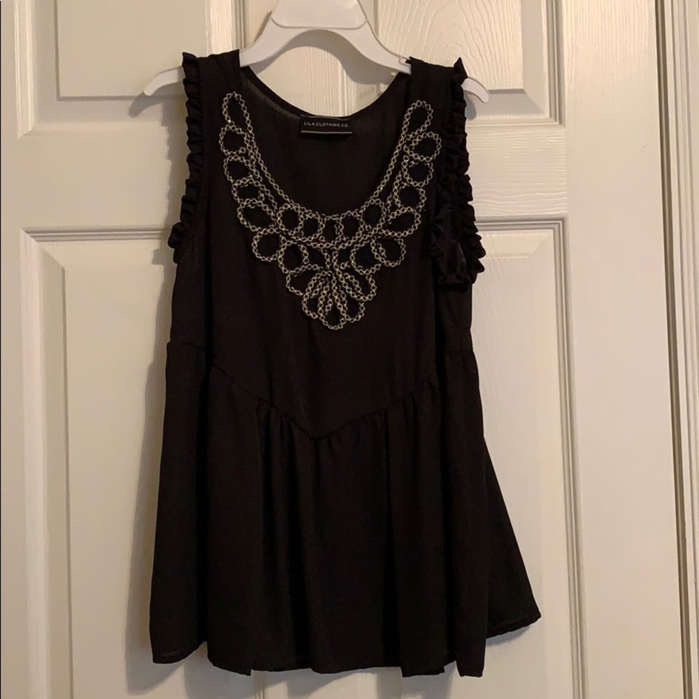 Black Tank with Gold Detail